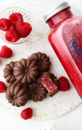 Raspberry Juice & Chocolate Covered Raspberry Bites